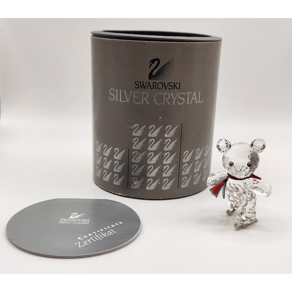 SIGNED Swarovski Crystal Kris Bear on Skates 193011 Original Box Holiday Vintage
